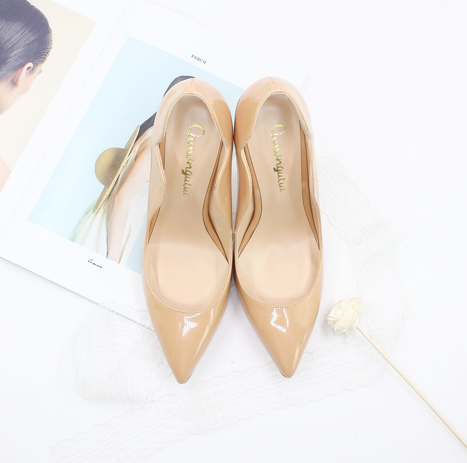 Women's Pointed 4.7 Inch Wave Sexy Stilettos Large Size High Heels Party Party Work Shoes - Image 2