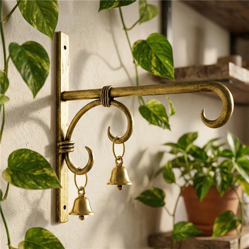 Rustic Sturdy Plant Wall Hanger | Garden Bracket Hook for Flower Basket - Pack of 1 [ Gold Brass Finish ]-image-30