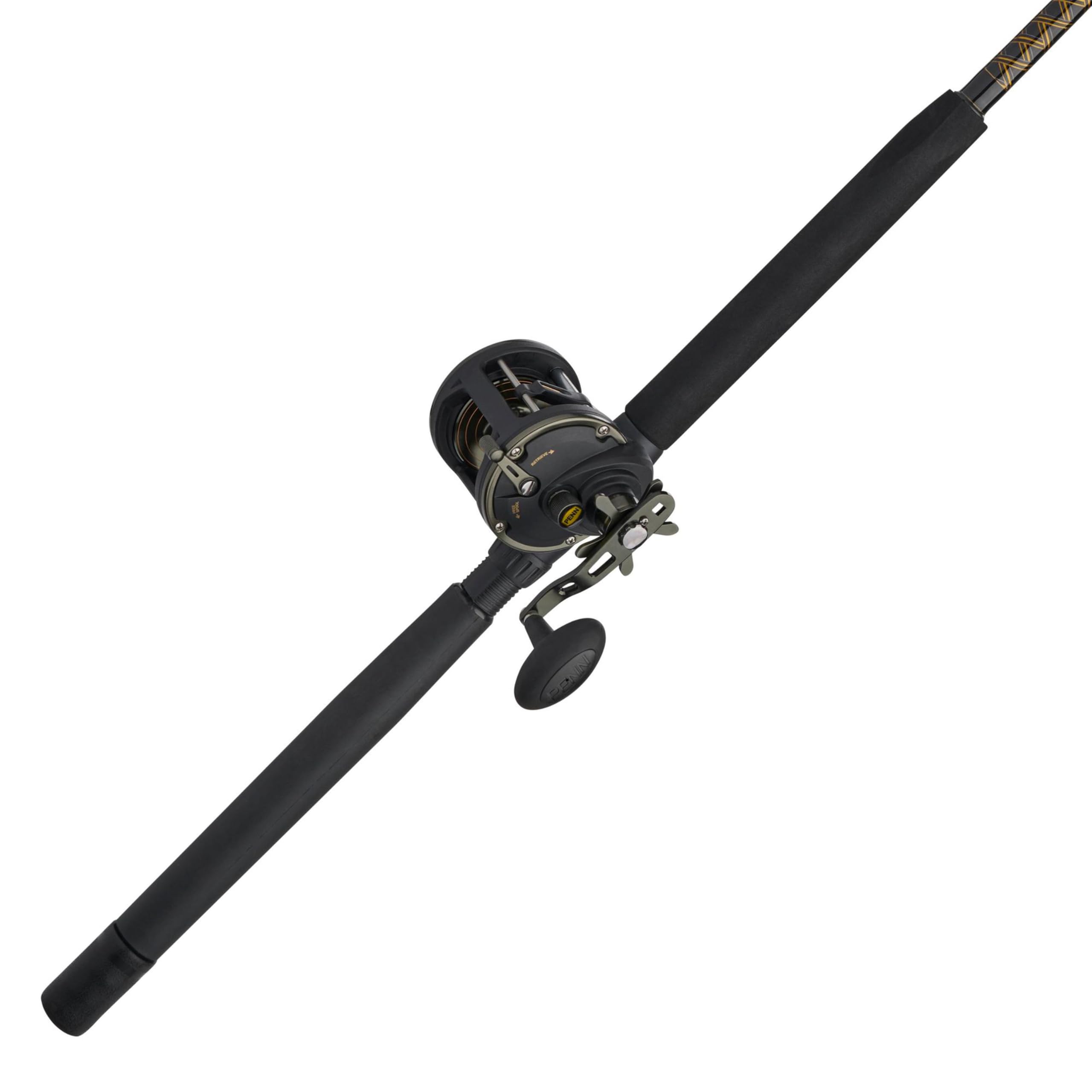 PENN Squall II Level Wind Conventional Reel and Fishing Rod Combo, Black/Gold