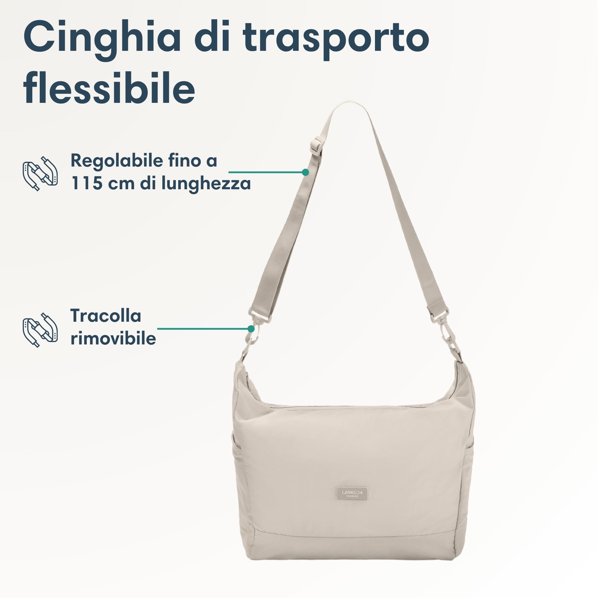 LARKSON Shopper Borsa Donna & Uomo - Olea - Tote Bag Pieghevole con Cerniera - Foldable Shopping Bag - 14 Litri - Pieghevole a Borsa a Tracolla - Leggera