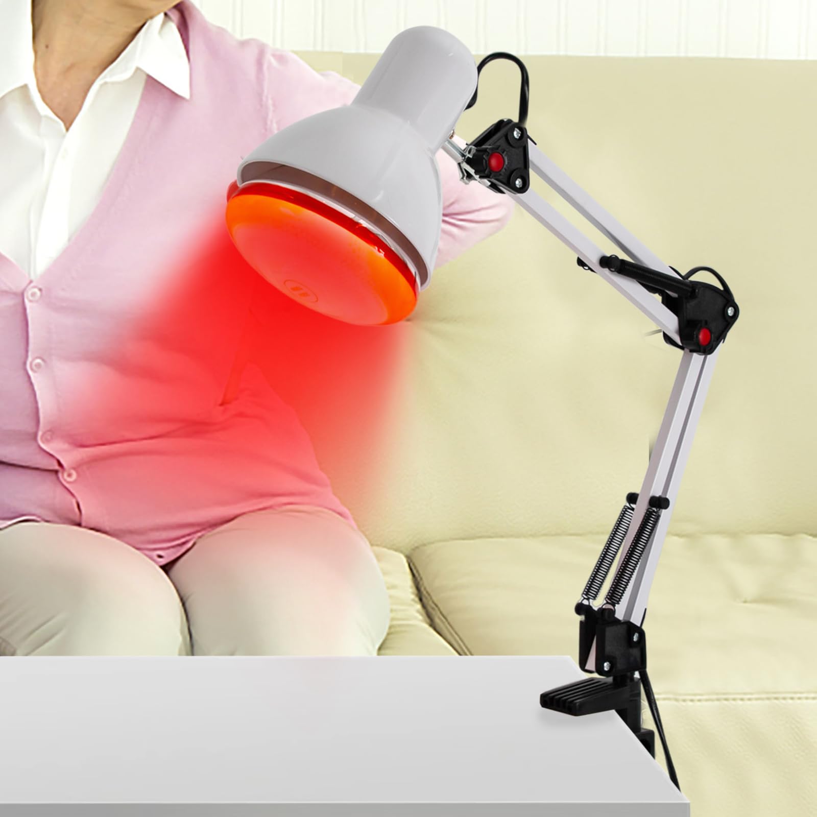Lámpara Infrarroja de 150W de Luz Roja para Terapia y Fisioterapia - Calor para Aliviar el Dolor Muscular y Articular, Uso Doméstico