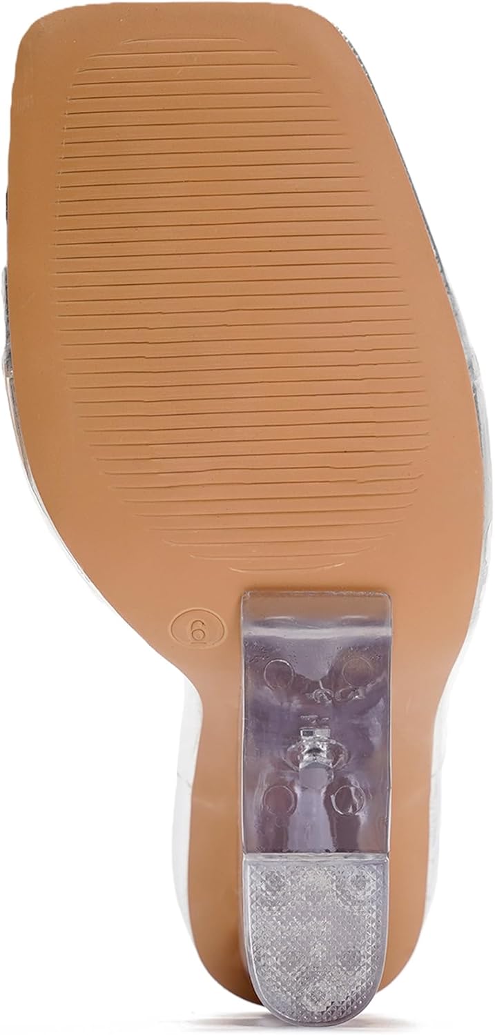 Slip On Clear Wedge Heels for Women - Square Toe Comfortable Lightweight Dressy Shoes, Summer Casual Outfits (MALA) - Image 8