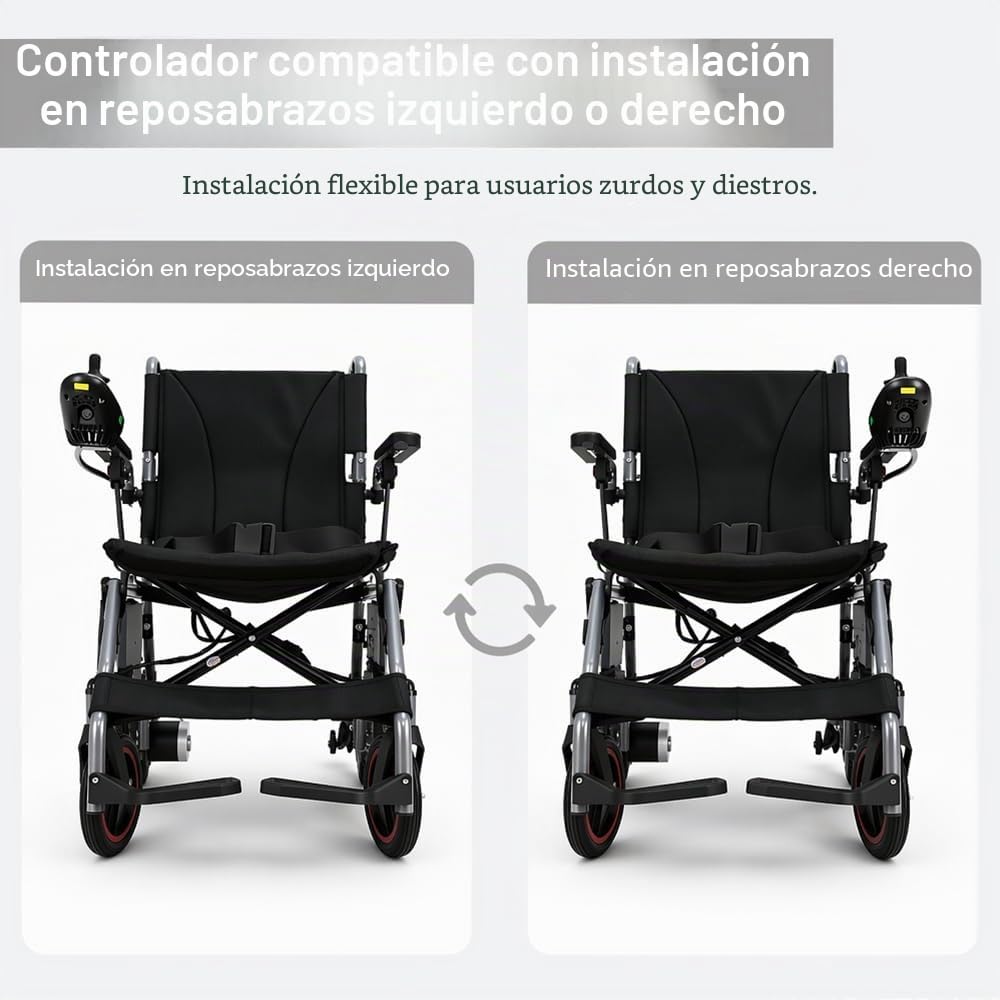 19kg Silla De Ruedas Eléctrica Plegable Para Adultos, 20 Km De Alcance, Silla De Ruedas Motorizada, Todo Terreno Power Wheelchairs Para Personas Mayores, Hasta 150 Kg, Color Negro