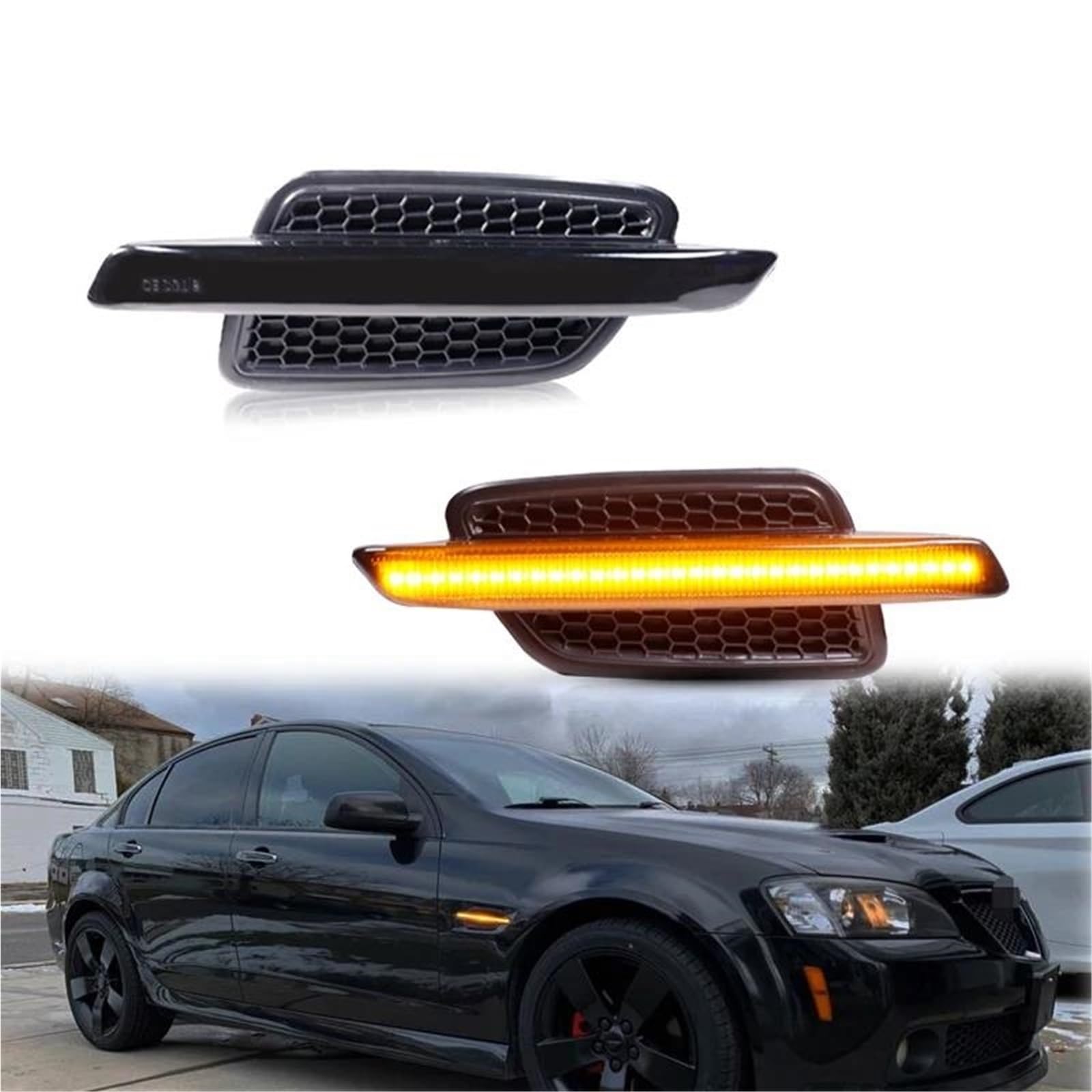 Specchietto Retrovisore Luci Blinker Per Pontiac Per G8 2008-2009 Paraurti Anteriore Luci Posizione Laterali A LED Lampade Indicatori Di Direzione Ingombro DRL T10 12V(White)