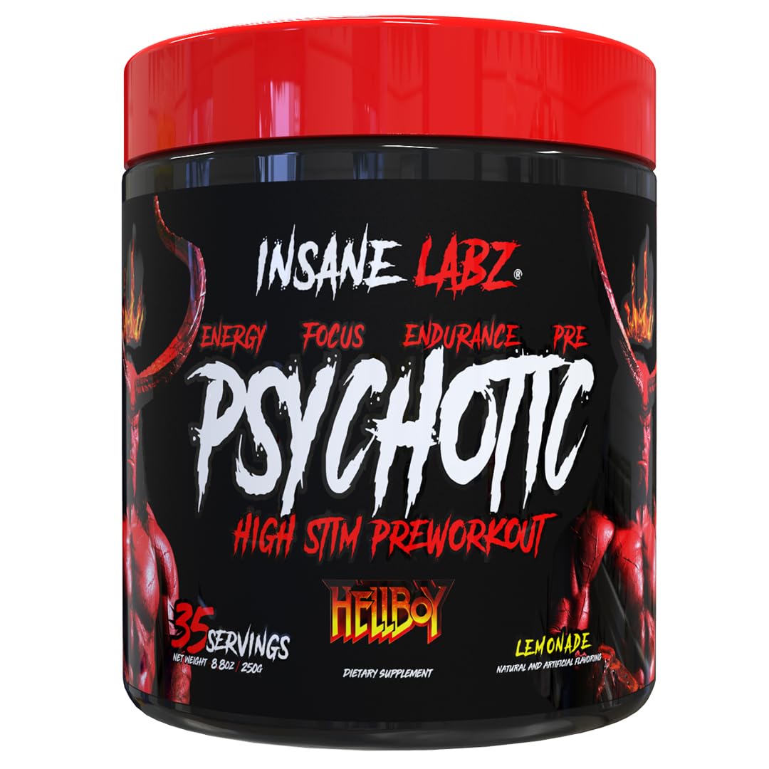 Insane Labz Hellboy Edition, High Stimulant Pre Workout Powder and NO Booster with Beta Alanine, L Citrulline, and Caffeine, Boosts Focus, Energy, Endurance, Nitric Oxide Levels, 35 Srvgs, Fruit Punch (LEMONADE)