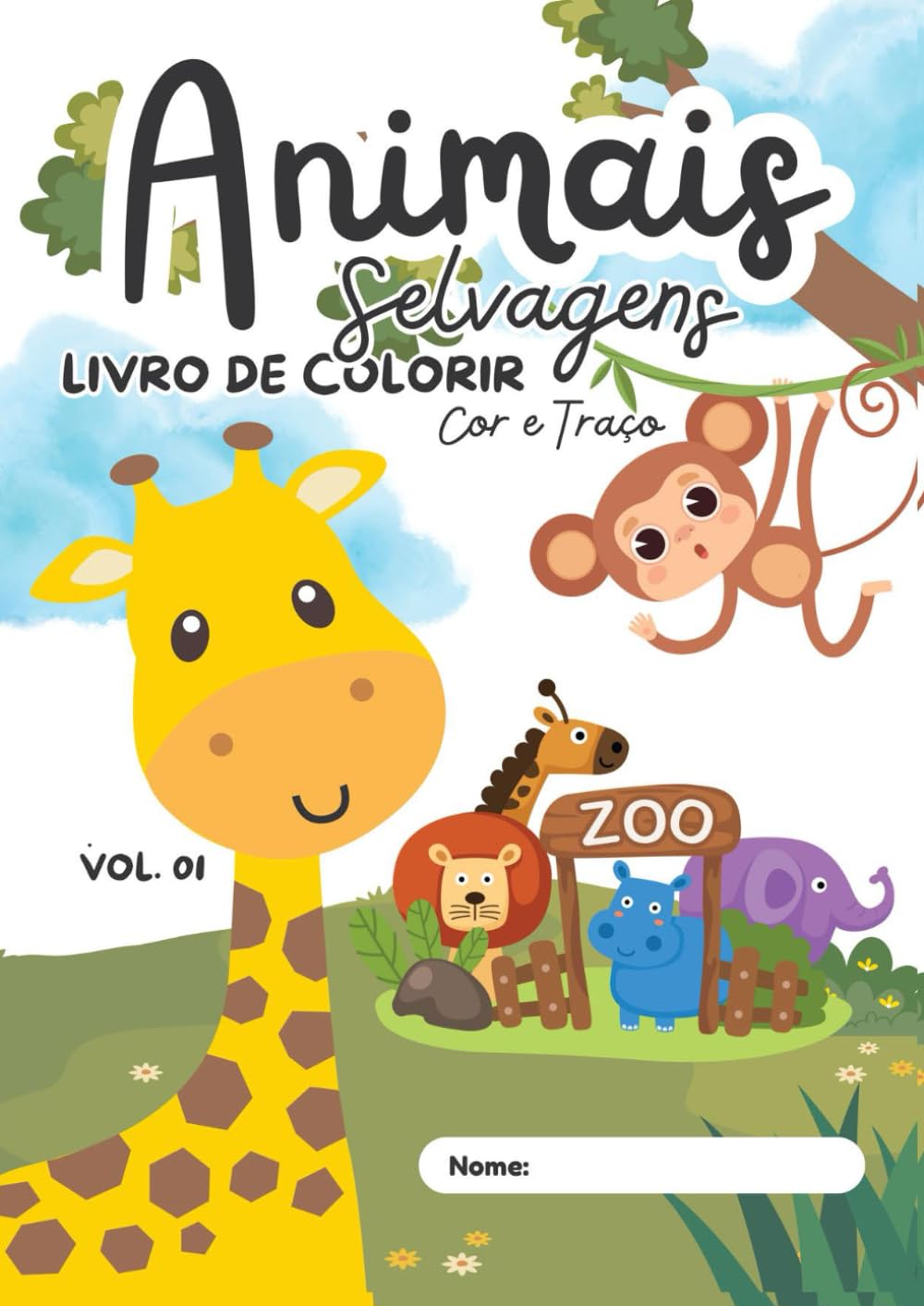 Animais Selvagens - Livro de Colorir: Cor e Traço