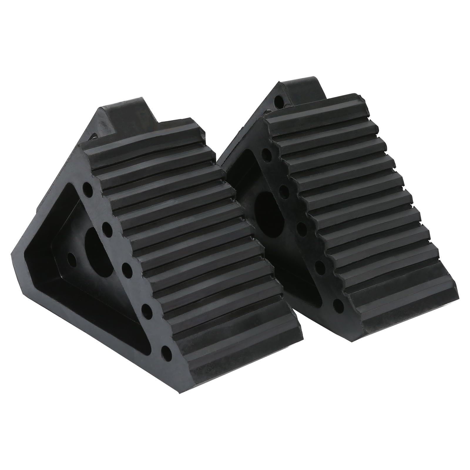 Maxxhaul 70472 Solid Rubber Heavy Duty Black Wheel Chock 2-Pack, 8" X 4" X 6"