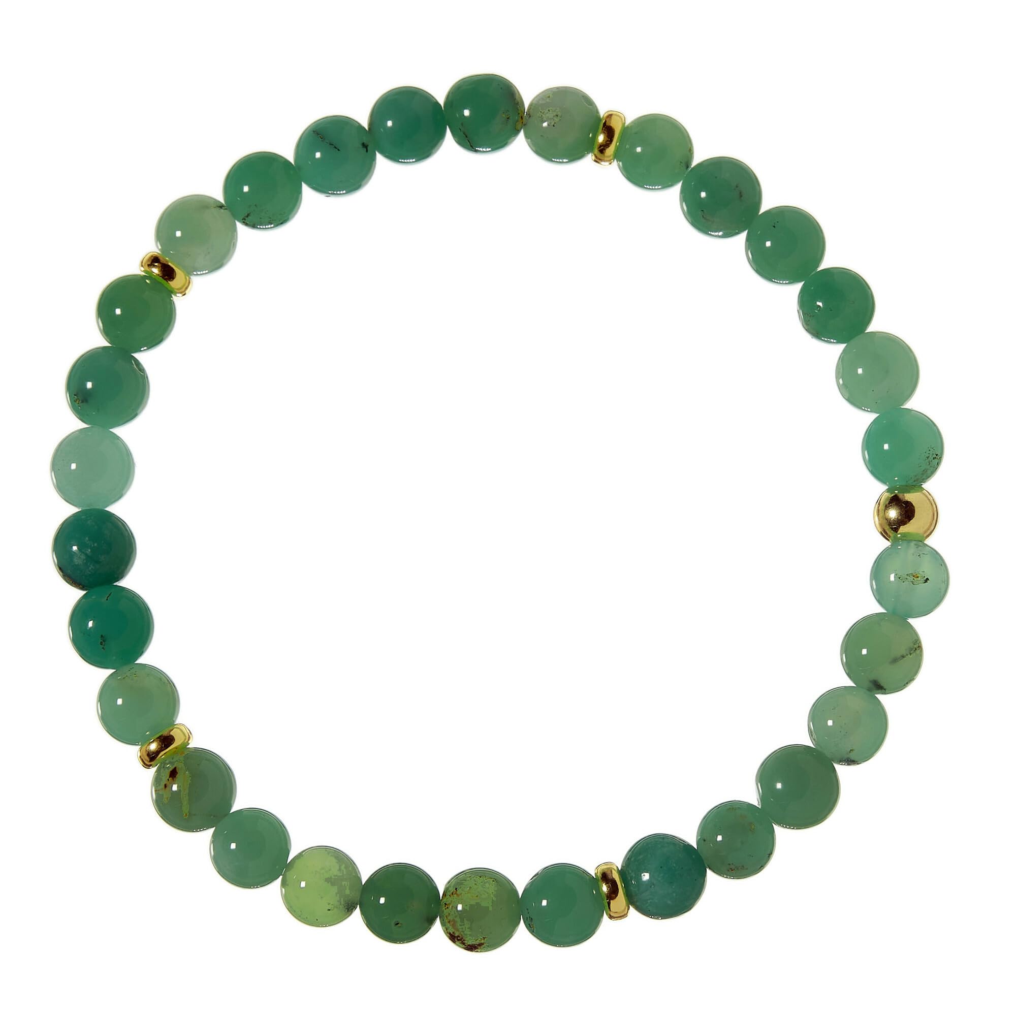 Chrysopras Armband - Edelstein-Armband - 925 Silber vergoldet - Perlenarmband