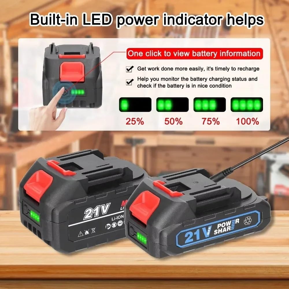 Batteria Ricaricabile Agli Ioni Di Litio Ad Alta Potenza 21V 20V 18V Con Indicatore Di Capacità, Compatibile Con Makita, BL1830 BL1840 BL1850 Utensile Elettrico(1 Battery)