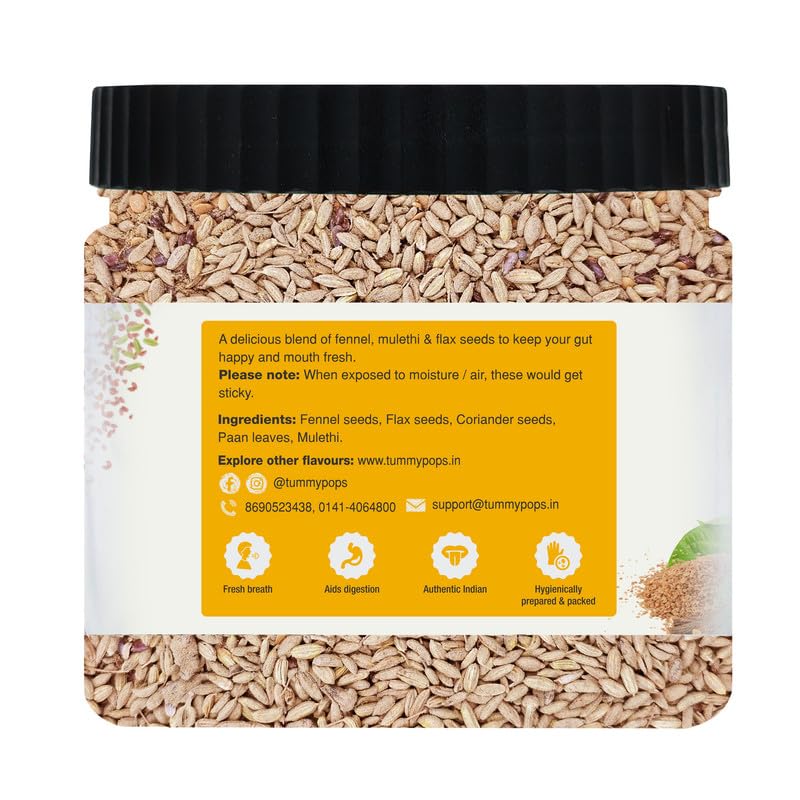 Image of Tummy Pops ZERO SUGAR - Fennel & Flax Mix | Naturally Sweet & Crunchy Mukhwas | 350gm Pack