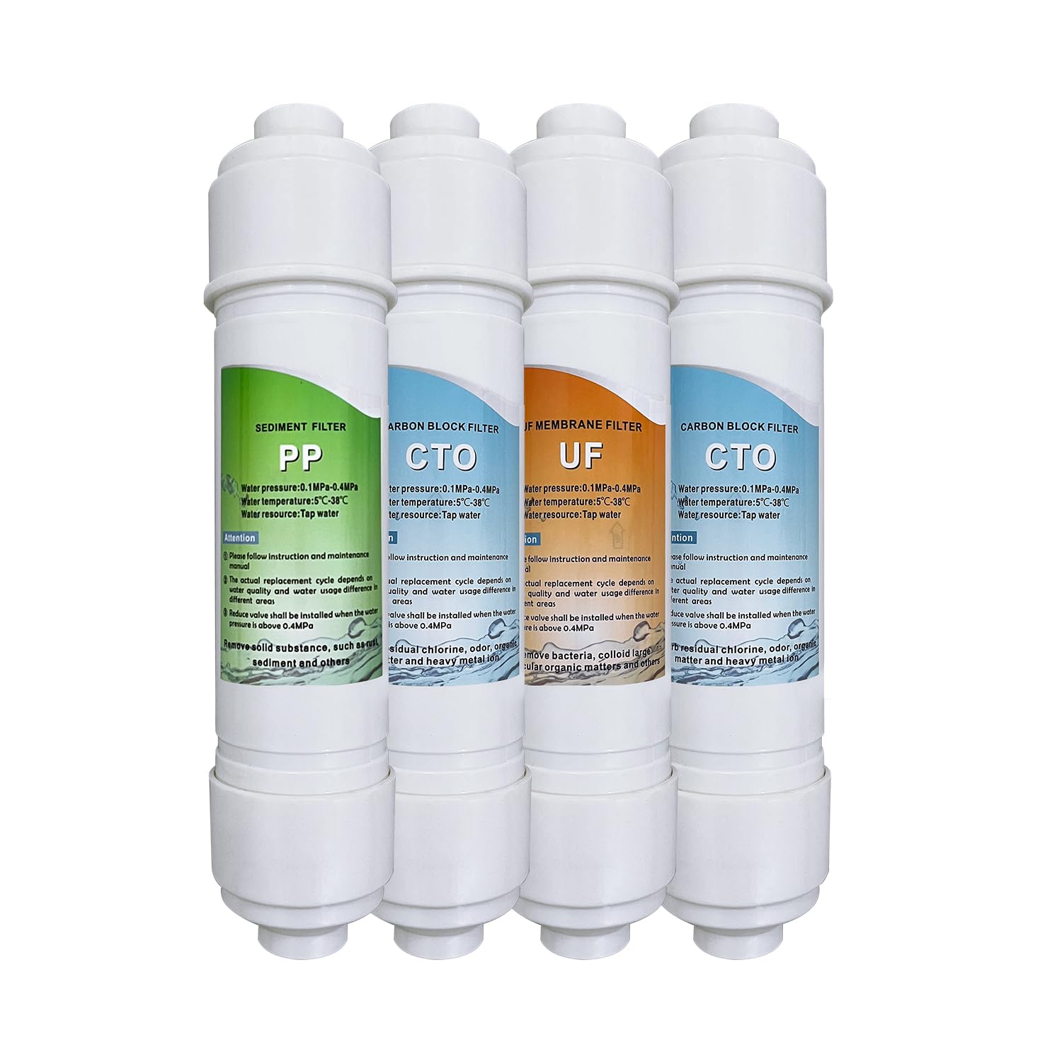 IKT Genuine Filters for IKT branded Bottleless Water Coolers, 4 Stage Replacement Filters PP+CTO+UF+CTO, 4 Count (Pack of 1)