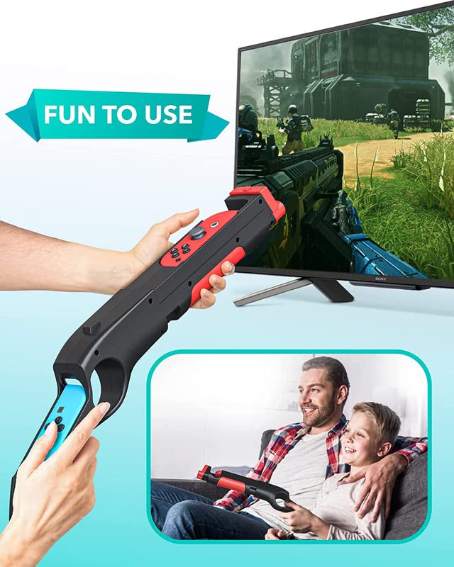 Skywin Gun Controller for N-Switch JoyCons - Compatible with Nintendo Switch Gun Shooting Games (Black)