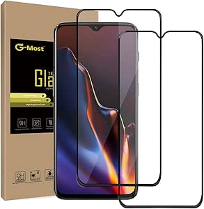 G-MOST OnePlus 6T Screen Protector, [2-Pack] [No Rainbow Effect] [Full Coverage] HD Tempered Glass Screen Cover Shield for OnePlus6T - Black