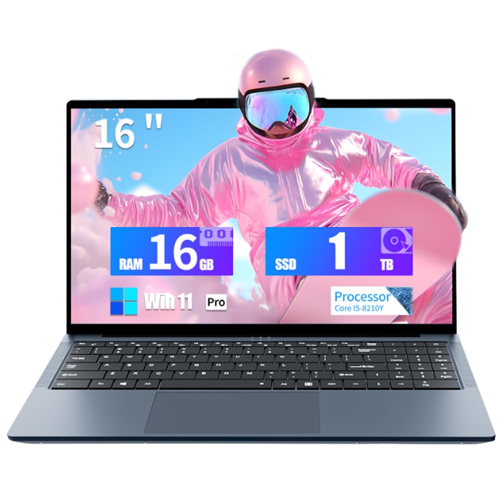 Gaming Laptop i5, 16 inch Laptop Up to 3.60 GHz, Business Notebook Computer for 16GB RAM 1TB SSD, Full HD 1920X1200 Display Backlit Keyboard 180 Angle Opening ,Business Work laptops,WIFI 5, Mini HDMI
