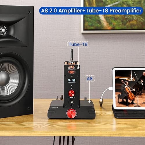 Miniatura 5 de ZHANGLINER Amplificador de liberación estéreo 80Wx2 T8 6N3 Preamplificador de tubo Bluetooth 50 Altavoz de cine en casa DIY Color  UE Tamaño