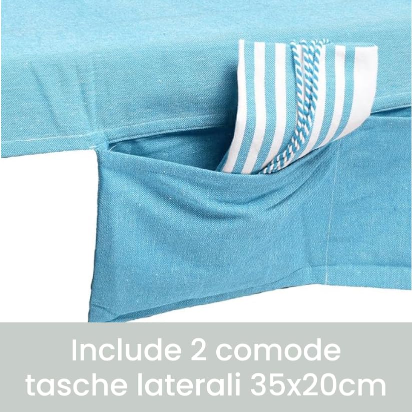 INTRECCI Telo Mare per Lettino 75x195 cm, Ultra Assorbente (80% Cotone), con 2 Tasche e Elastici Antiscivolo, Lavabile, Ideale per Spiaggia e Piscina, Colore: Beige