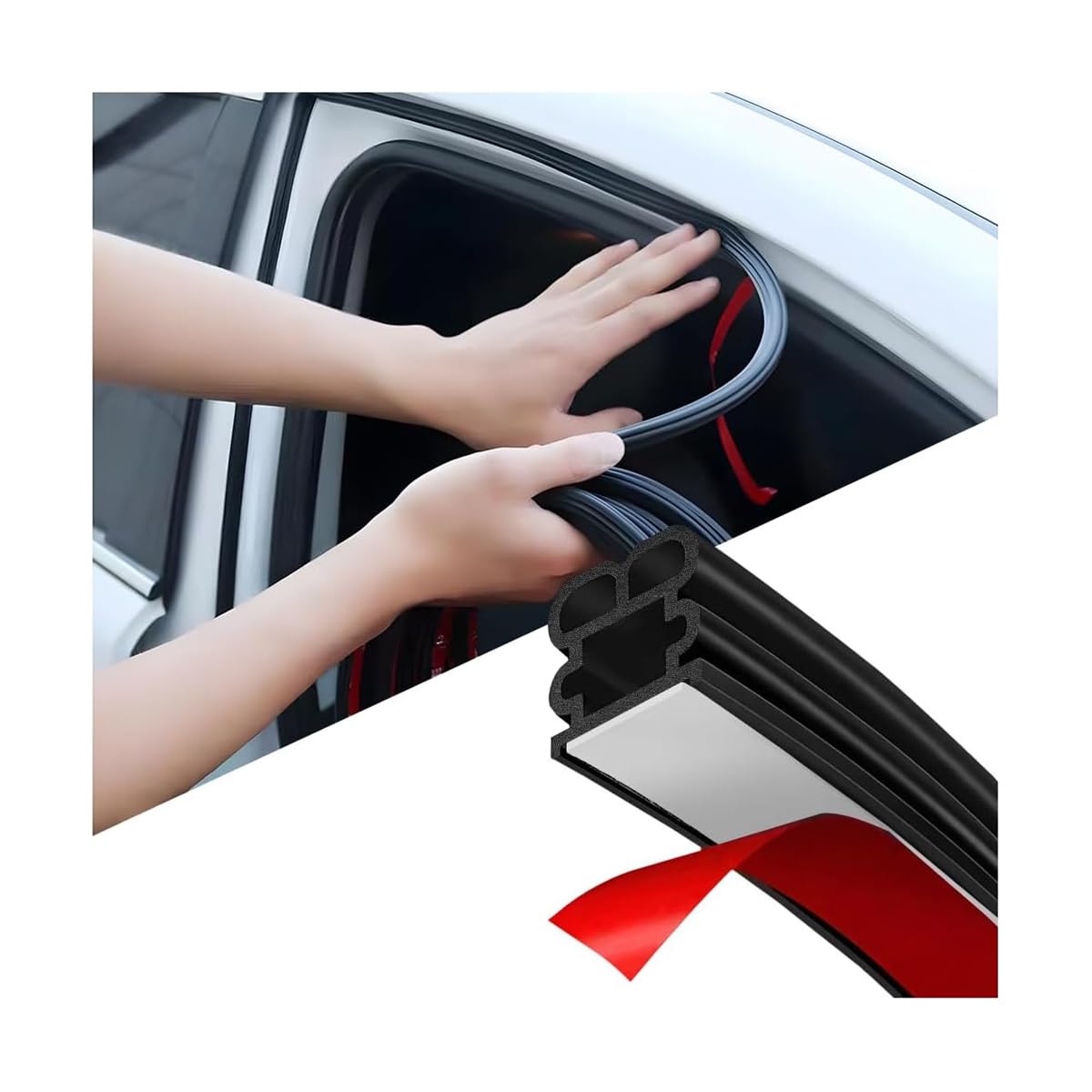Photo 1 of HAMOJUF Car Door Seal Strip, 65.62 FT Rubber Self-Adhesive Double Layer Vehicle Seal Weather Stripping, Automotive Window Door Soundproofing Strip, Universal for SUV Caravan Truck