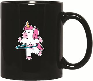 Unique Gift Idea for Kids Unicorn Hula Hooping Fun Activity for All Ages 11oz 15oz Black Coffee Mug