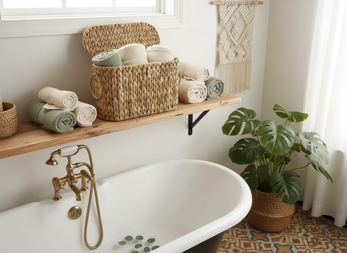 Toilet Paper Basket with Lid,Wicker Basket for Bathroom Organizers and Storage,Holds Up to 6 Mega Rolls, Decorative Hand-Woven Rattan Bathroom Decor Accessories,Natural Water Hyacinth - Image 5