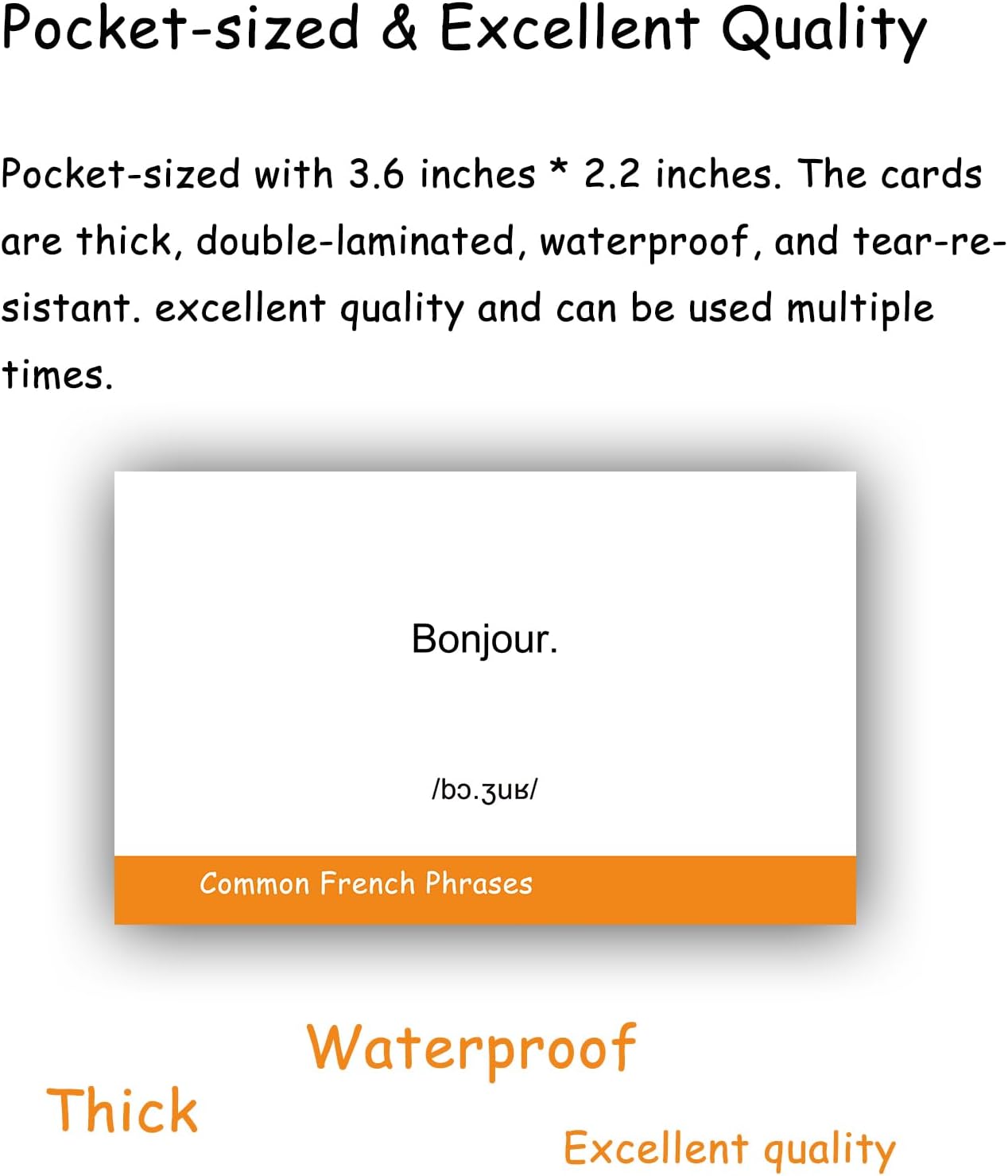 100 Essential French Phrases Flash Cards for Adults - Learn French Phrases for Beginners with Durable & Portable Flashcards- French Flashcards Simple Phrases
