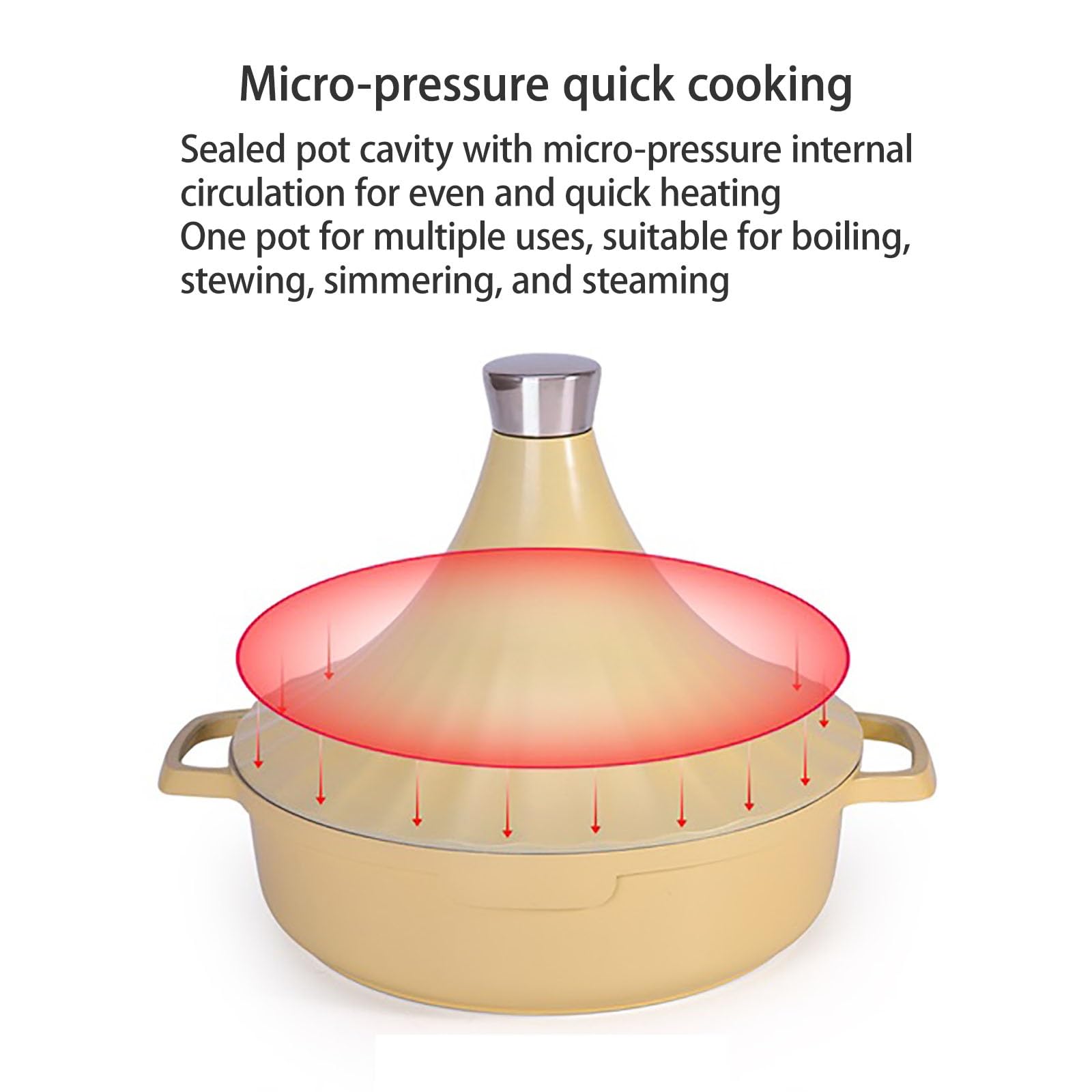 Aluminiumguss Großes Fassungsvermögen Tajine Topf Zum Kochen Traditionell Tagine Marokko for Gesunde Und Köstliche Mahlzeiten, Meeresfrüchte-Topf(Weiß)