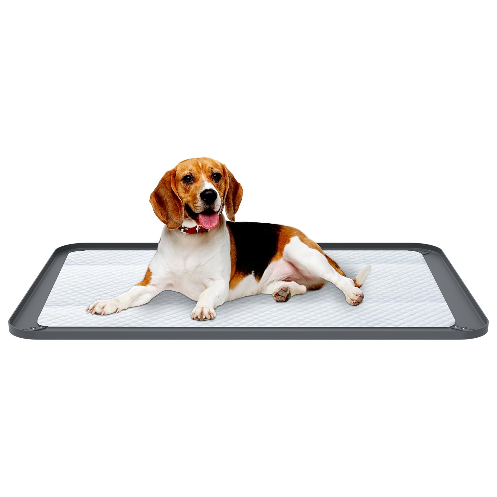 Pee Pad Holder, Silicone Puppy Pad Holder, Leak-proof Mat with 1.5CM Raised Edge, 92x64CM Puppy Potty Training Tray, Non-Slip & Washable Floor Protector for Small to Large Dogs (92x64CM)