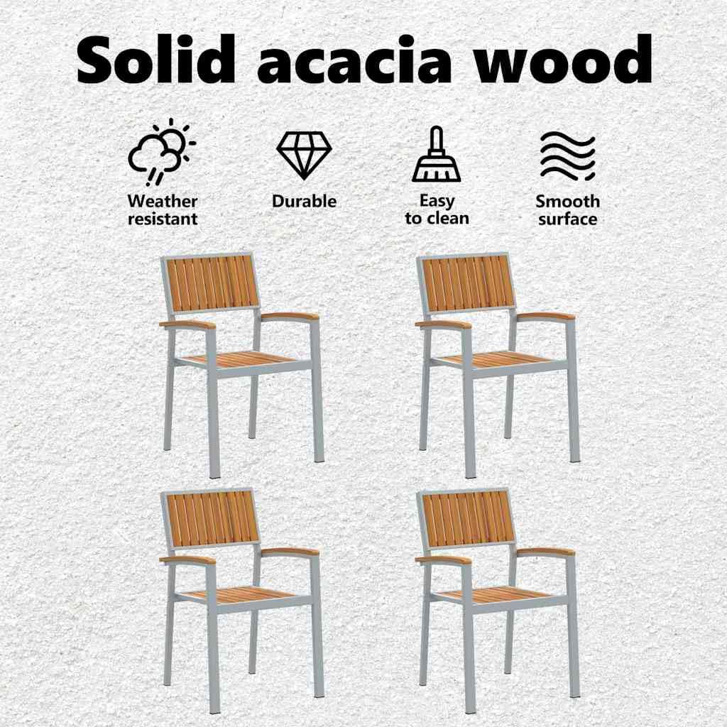 vidaXL Silla Apilable 4 uds. Marrón Madera de Acacia Sólida Apilable