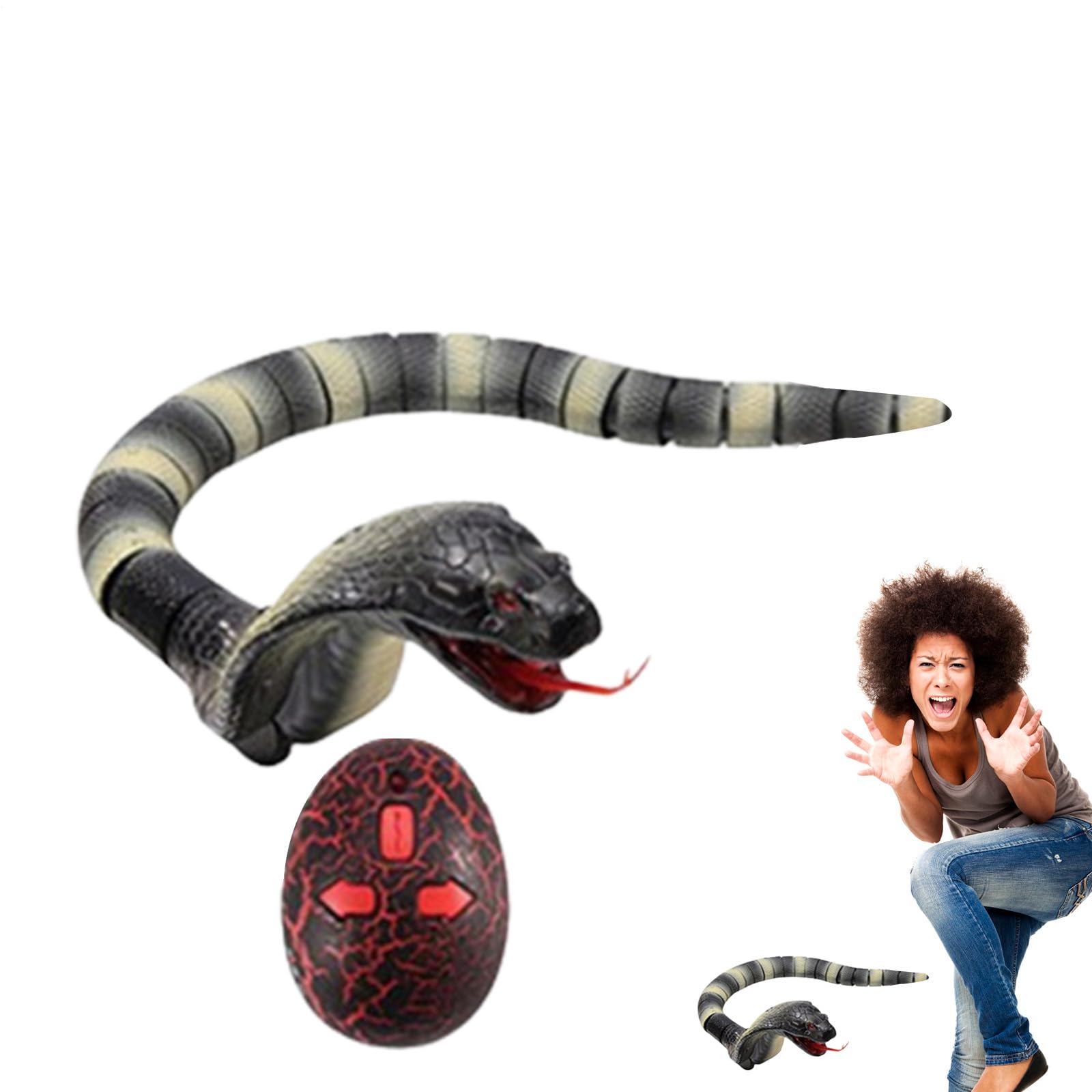 Générique Realistic RC Snake - ABS 40x4x3.5cm | Cobra Naja | RC Fake Crotal Prank Joke Toy for Party Travel Picnic Camping and Infrared Remote Control for