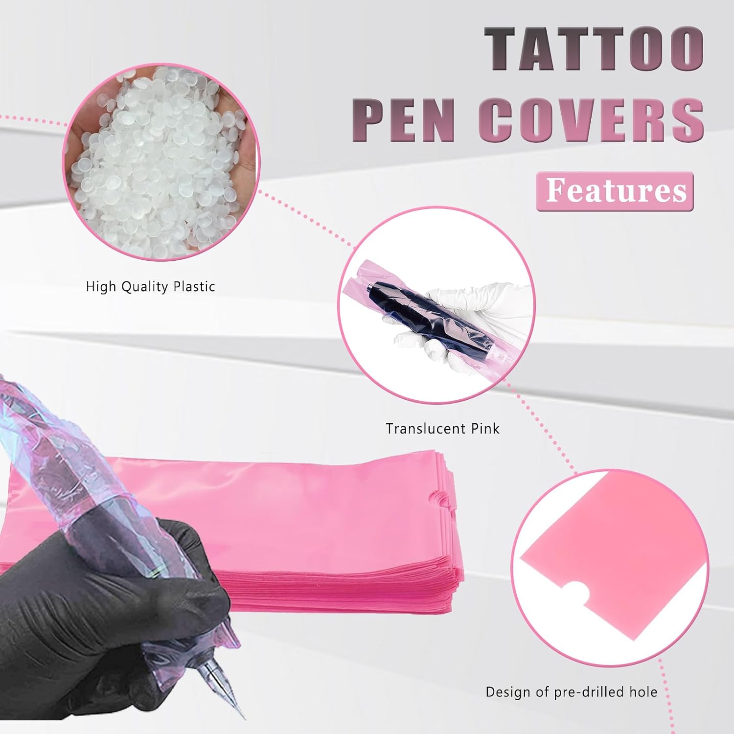 Large Pen Covers - LEEYUKA 200pcs Pink Machine Covers 2.56 * 7.09in Disposable Tattoo Pen Bags Tattoo Gun Covers Tattoo Machine Sleeves For Tattoo Supplies