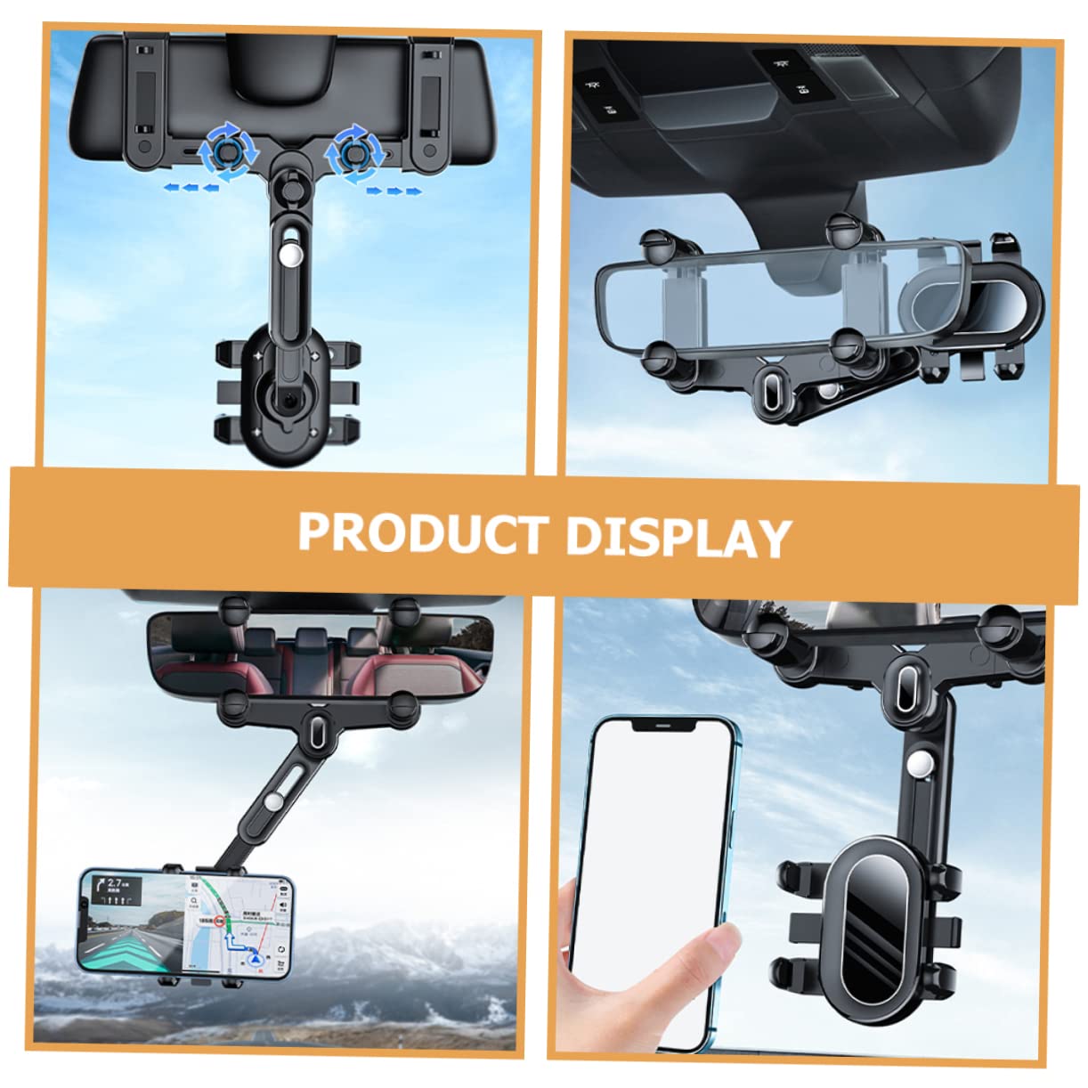 Homoyoyo Supporto Cellulare Specchietto Retrovisore Auto Nero, ABS