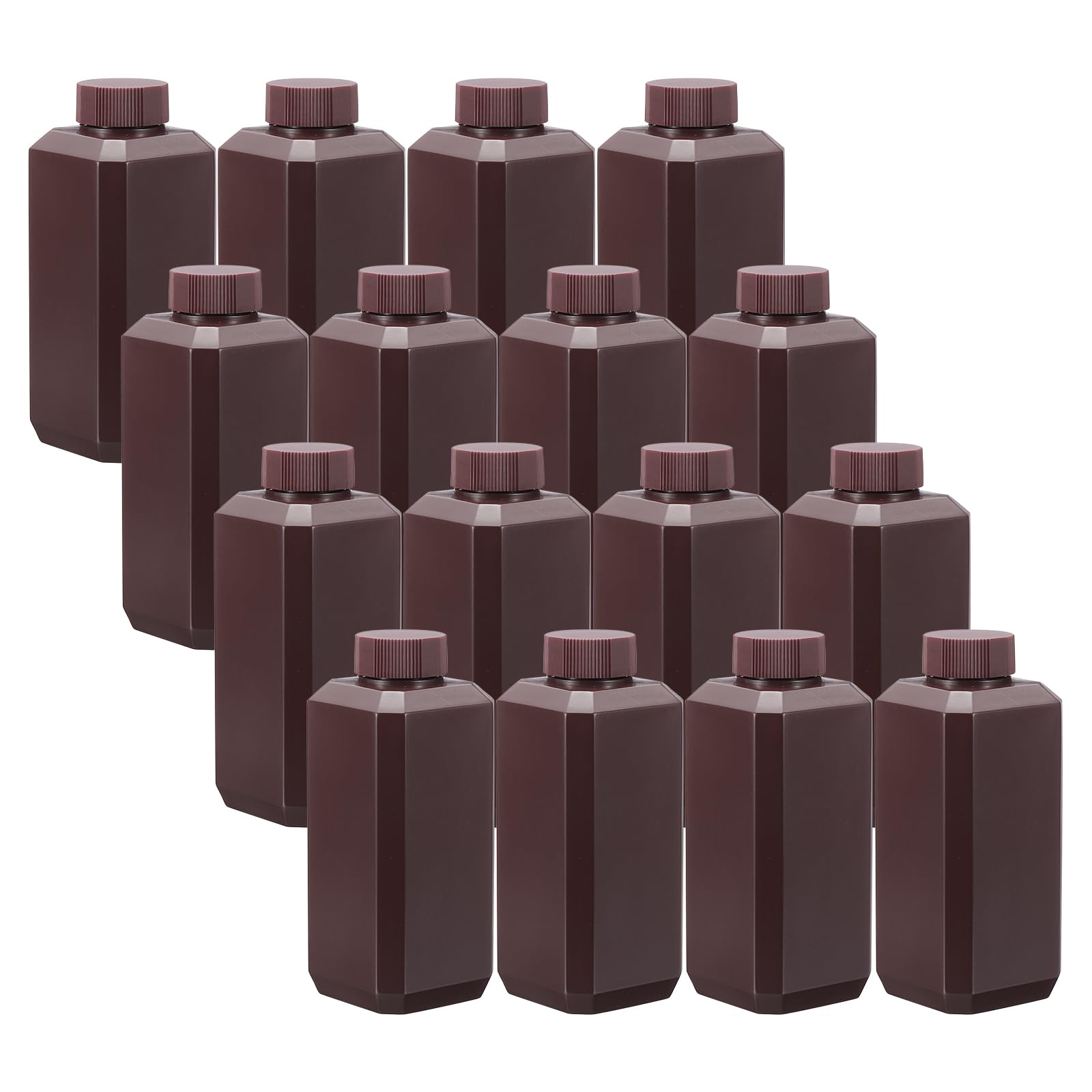 PATIKIL Bottiglie Per Reagenti, 16 Pezzi 250ml HDPE Bocca Stretta Contenitore Quadrato Modello Con Copertura Ad Anello Interno Per Laboratorio Acqua Reagenti Liquidi Solidi Modello