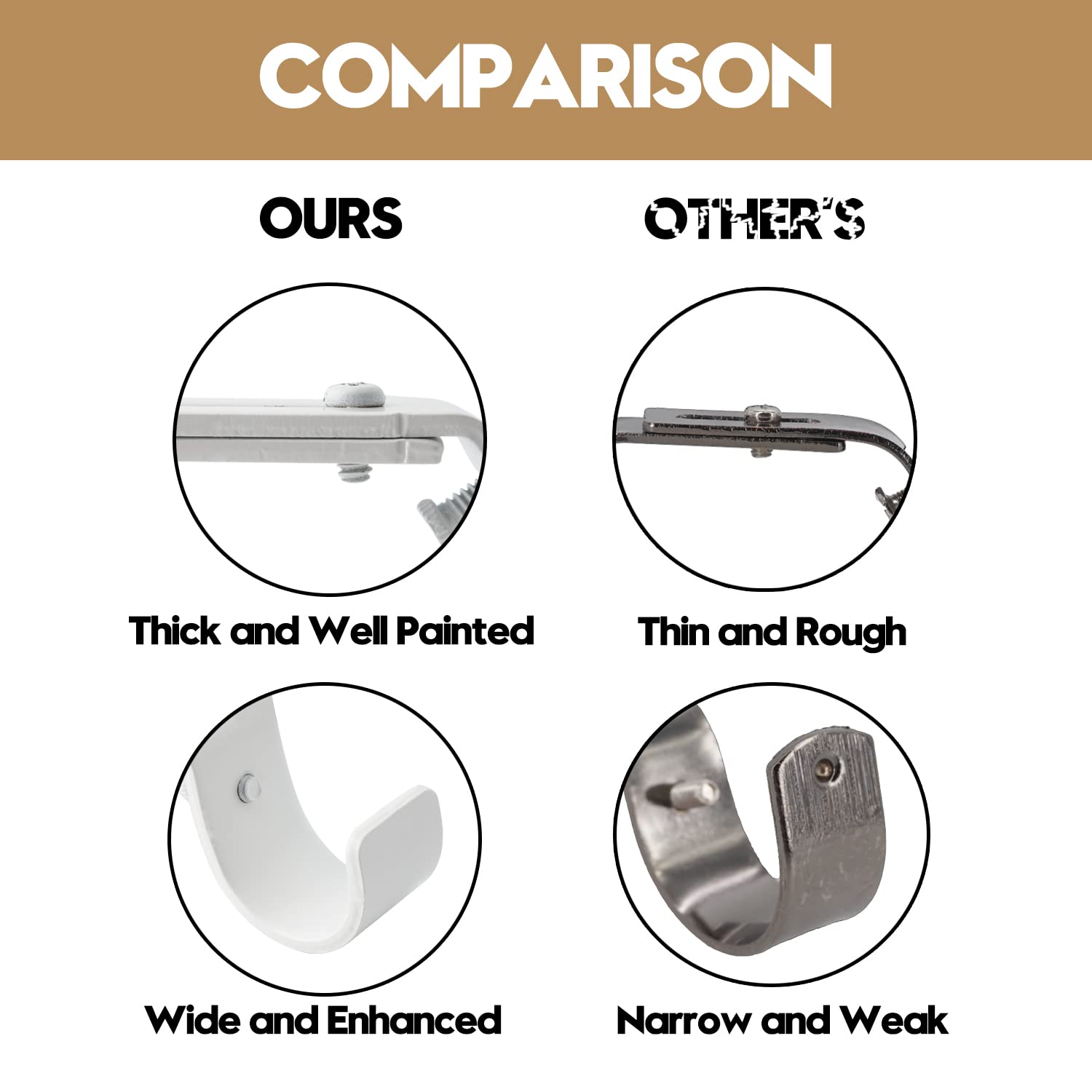 Curtain Rod Brackets - Adjustable & Durable -6