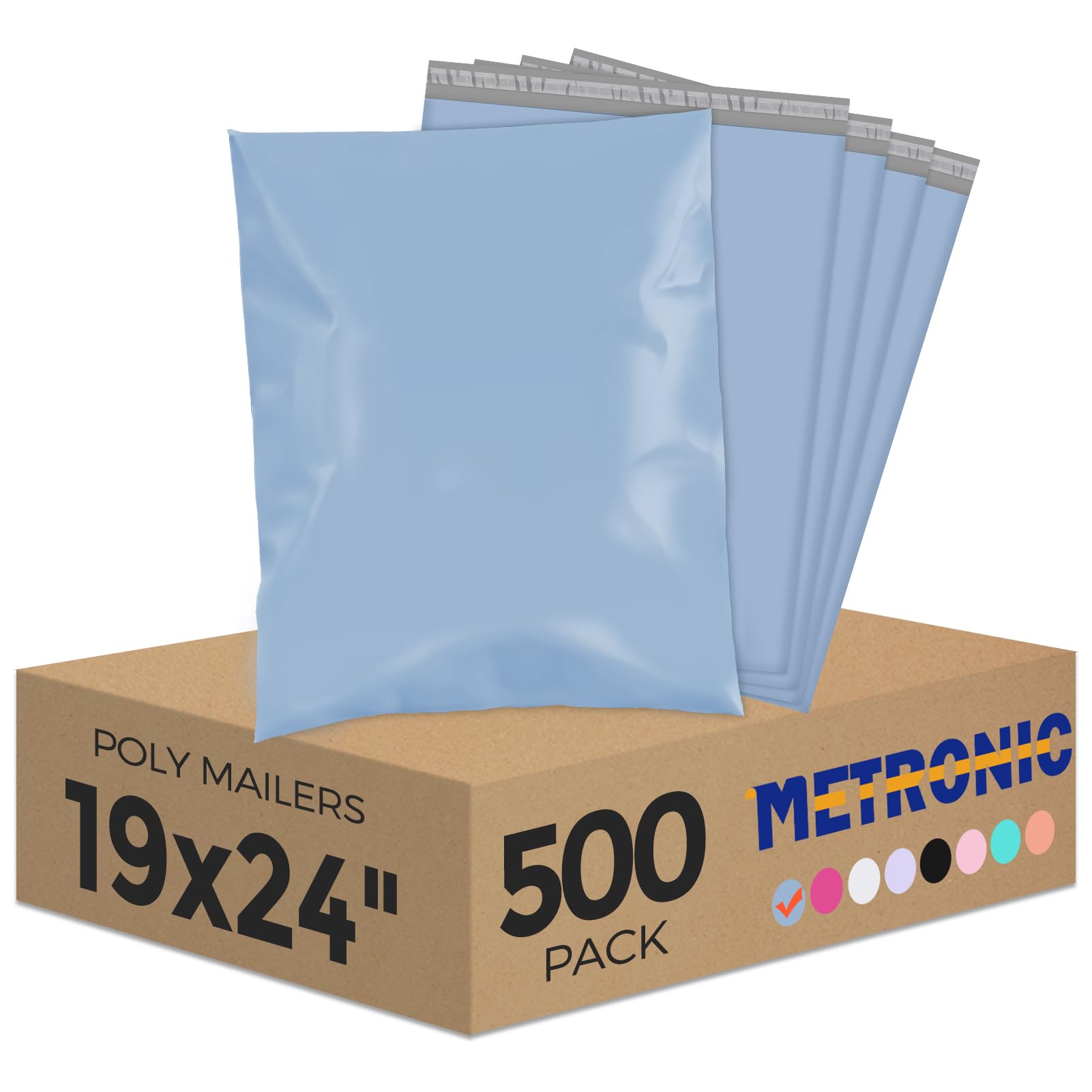 Metronic Poly Mailers 19X24 500Pack, Strong Adhesive Shipping Envelopes for Clothing, Waterproof Shipping Bags for Small Businesses, Flexible Mailers