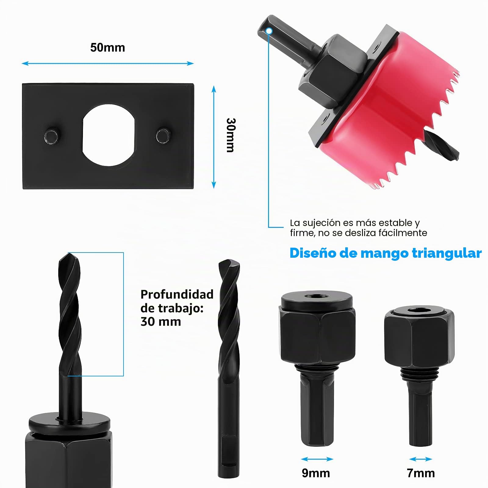 Juego de 20 sierras de corona, brocas de acero al carbono, juegos de sierras de perforación para madera, placas de yeso, plástico 19-127 mm (rojo)