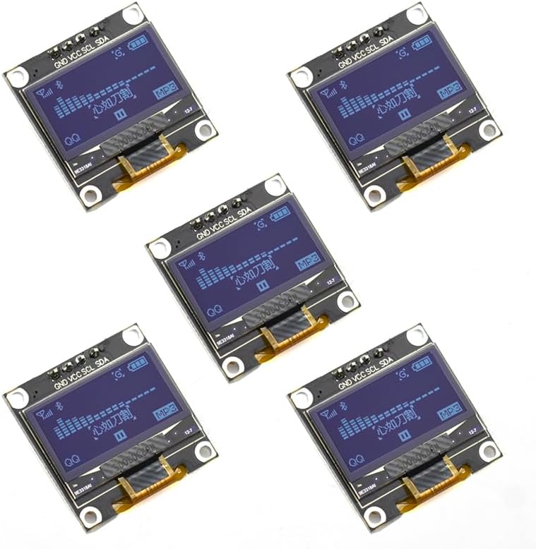 Reland Sun 5pcs 0.96 Inch IIC I2C Serial GND 128X64 OLED LCD LED Display Module SSD1306 for Kit Blue Display