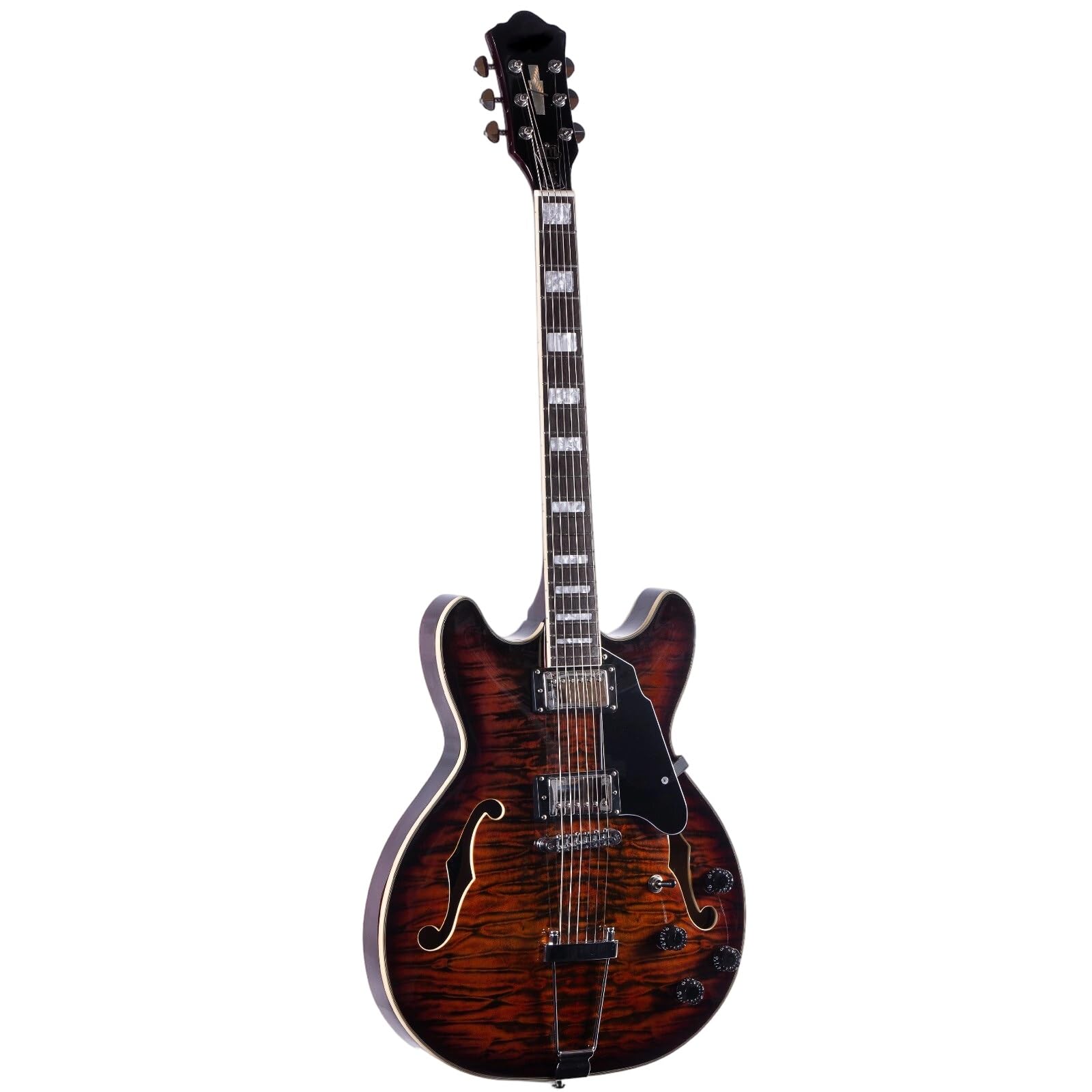 Standard Gitara Elektryczna 22 Progi Praworęczna Gitara Elektryczna Semi Hollow Z Wykończeniem Drewna Klonowego I 6 Strunami Trwała