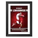TenorArts Robert Lewandowski Quotes Poster Frame Bayern Munich Laminated Photo Print Framed Painting with Matt Finished Black Textures (12 inches x 9inches) gallery image