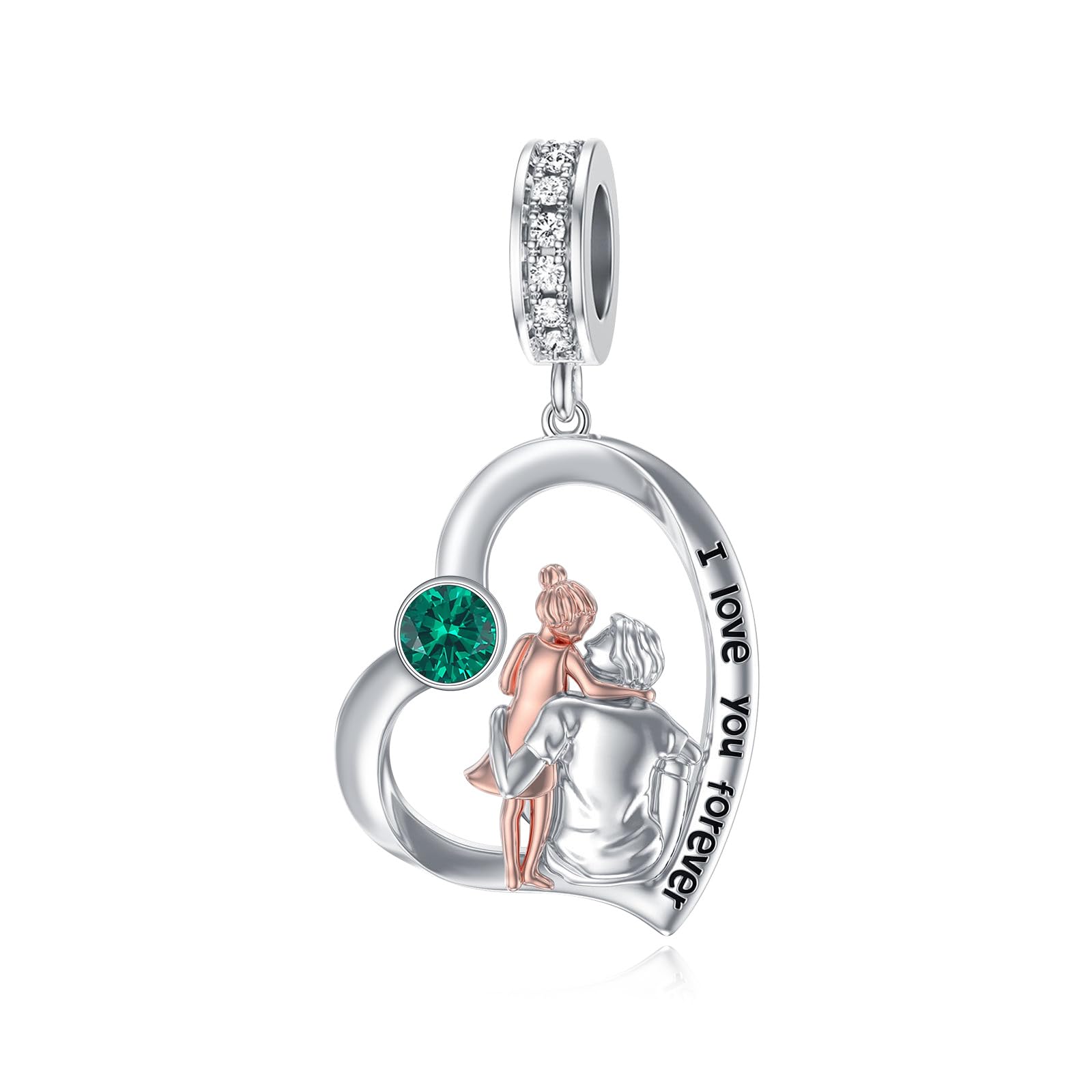 PROESS Father Mother Daughter Charm fit Charms Bracelet Sterling Silver Charms for Bracelets Birthday Valentines Day Gifts for Daughter Mother Lover
