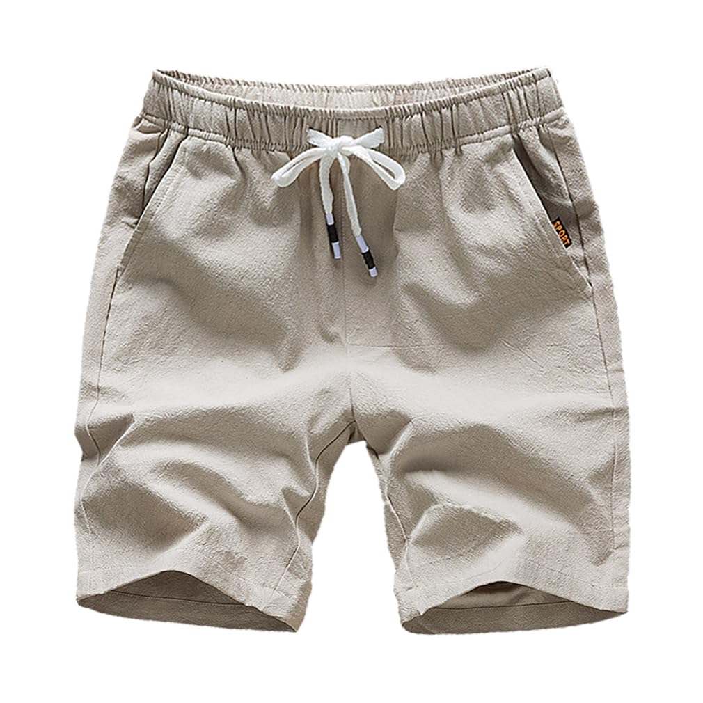 Męskie bawełniane lniane szorty 13 cm wewnętrzne spodenki plażowe letnie lekkie, oddychające, miękkie