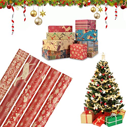 5 Hojas Papel Para Envolver Regalos,Navidad Papel para Regalo,Juego de Papel de...