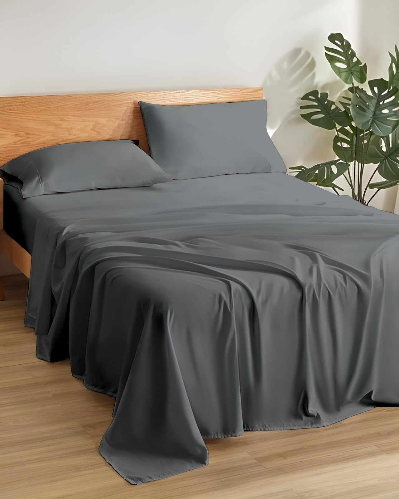 Soft Queen Bedsheets - Dark Grey Microfiber -32