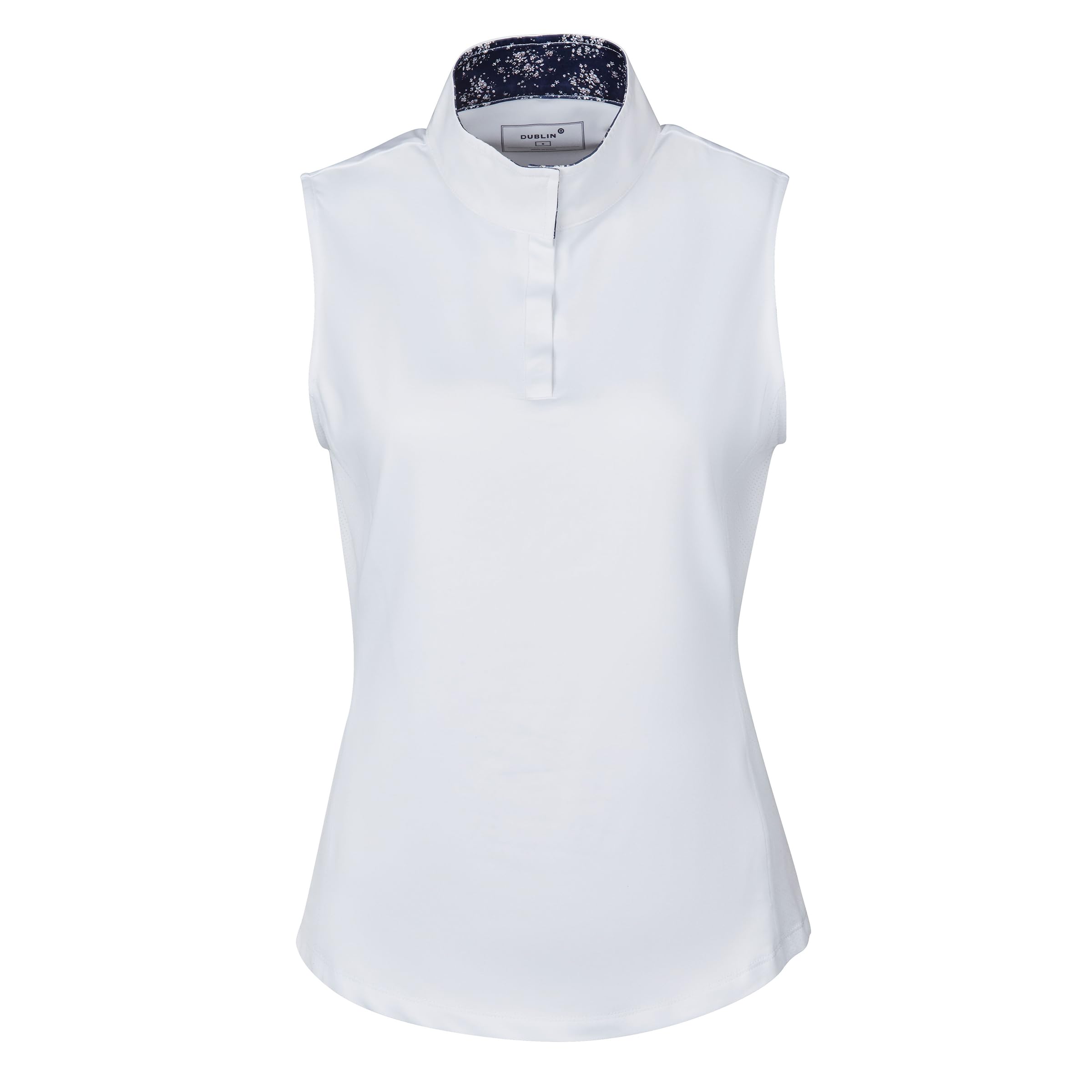Dublin Ria Sleeveless Competition Shirt, White/Navy, Ladies Small