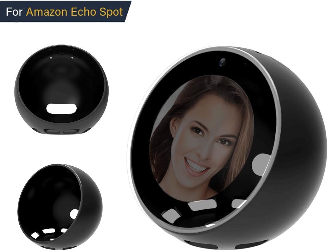 Silicone Skin for Amazon Echo Spot (Black) | Anti-Scretch & Protective Case of Spot | Enhanced Button Responsing & Better Protection | Perfect Outdoor Indoor Home Accessories for Spot by Adika