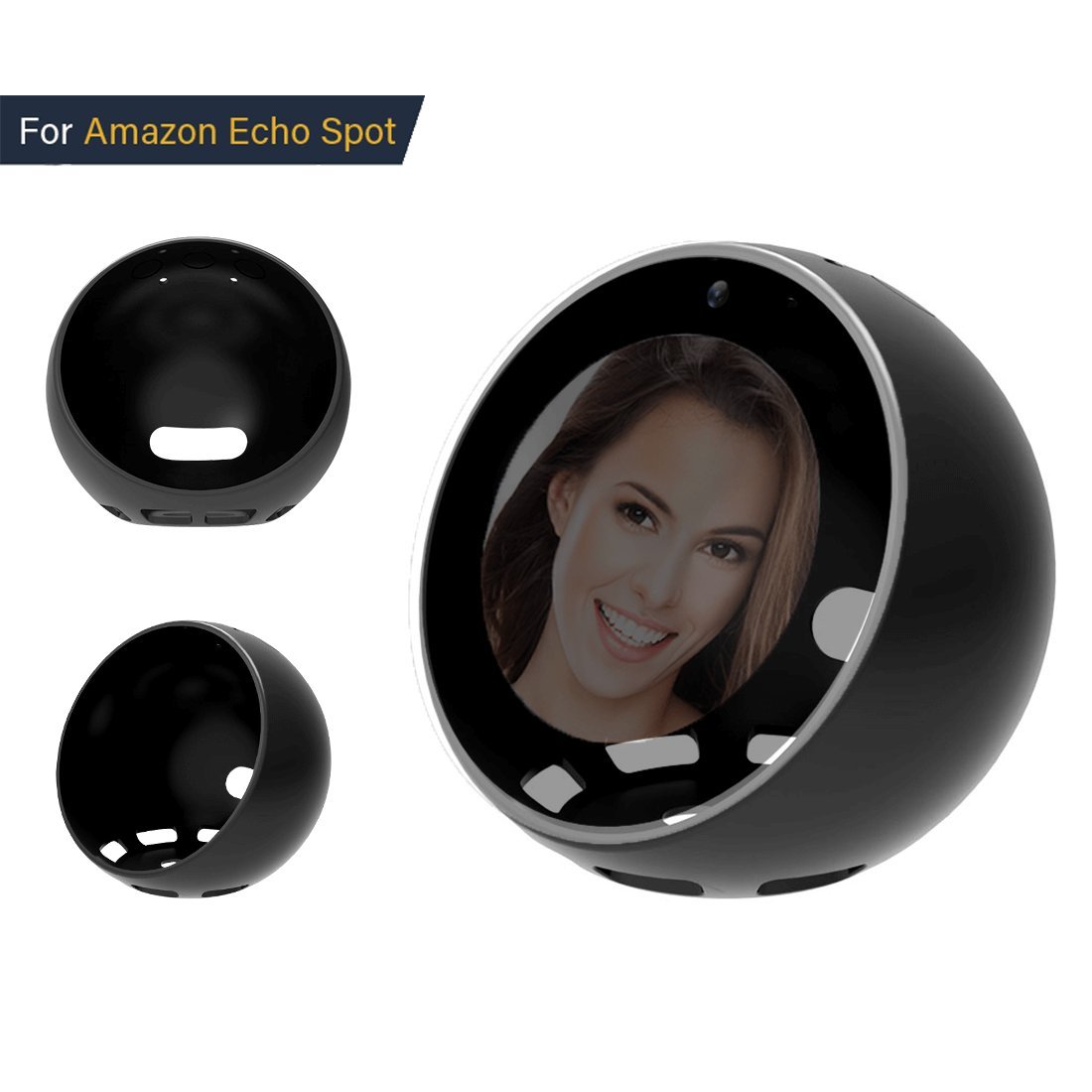 Silicone Skin for Amazon Echo Spot (Black) | Anti-Scretch & Protective Case of Spot | Enhanced Button Responsing & Better Protection | Perfect Outdoor Indoor Home Accessories for Spot by Adika