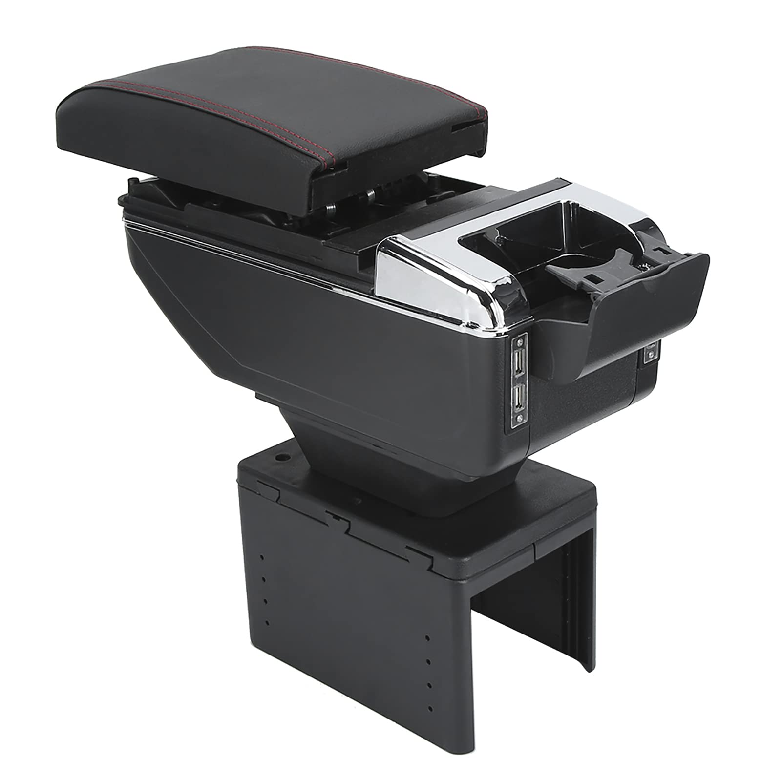 Reposabrazos Central para Automóvil, Caja de Reposabrazos de Doble Capa para Consola Central, Reposabrazos de Consola Central Universal con Puertos USB, Caja de Almacenamiento