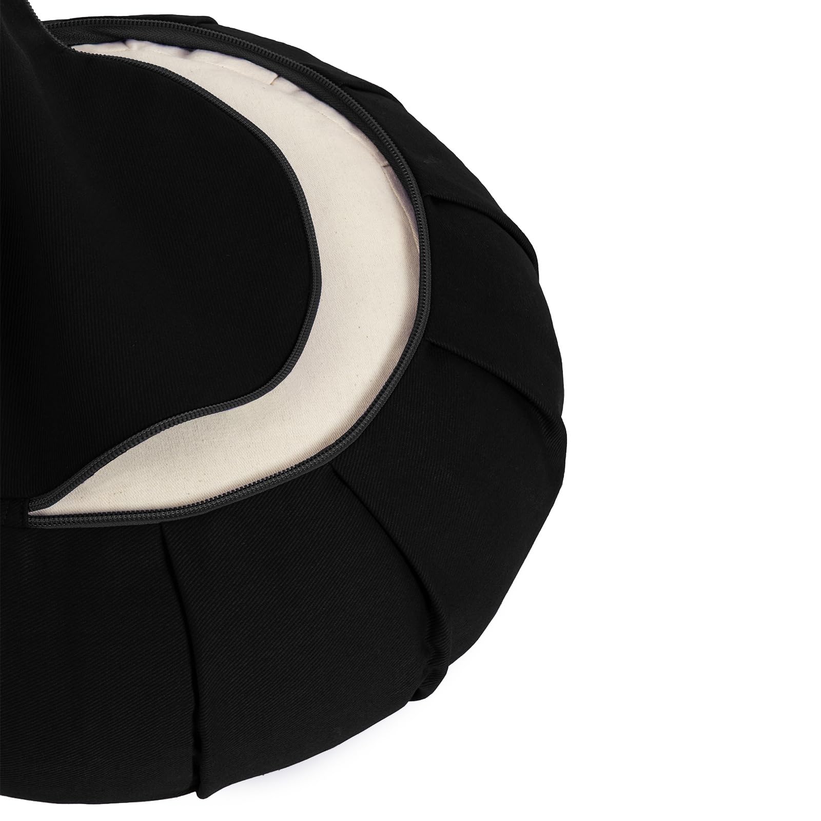 Yoga Studio YS Med/Cush/Black/Lot Cojín de meditación de alforfón de zafu Redondo Plisado, Color Negro, Unisex, Normal