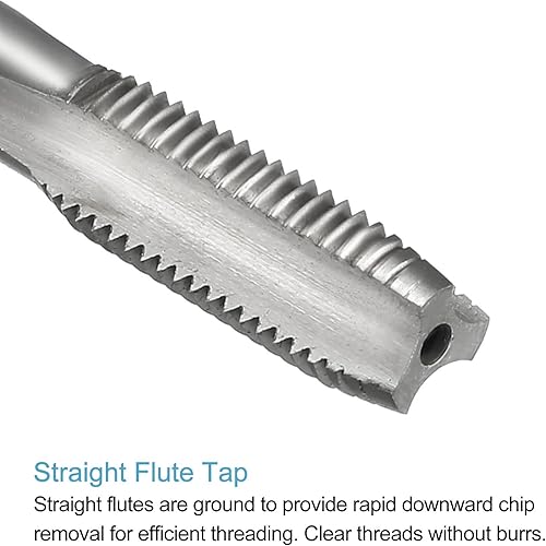 Miniatura 10 de uxcell 4 unids roscas métricas M8 x 1 H2 de acero de alta velocidad flautas rectas máquina roscado roscado herramientas de reparación