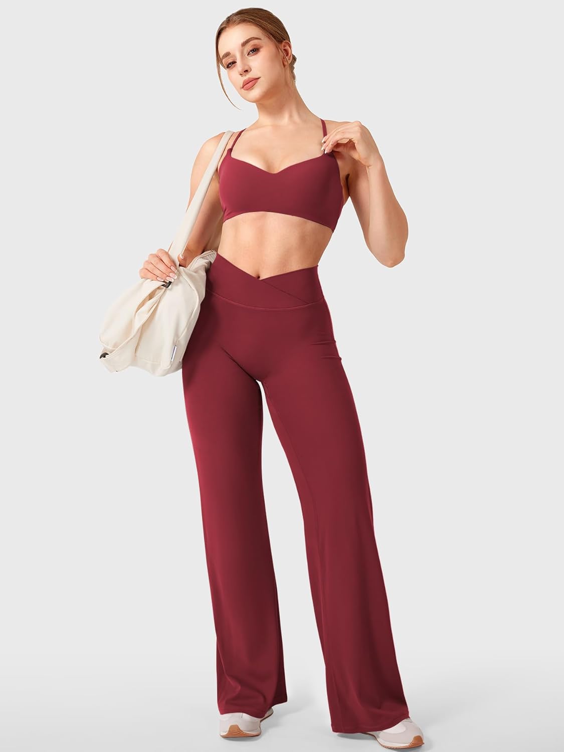 YEOREO Straight Leg Leggings for Women No Front Seam Workout Leggings 31.5" Crossover High Waist Soft Eddiy Yoga Pants - Image 5