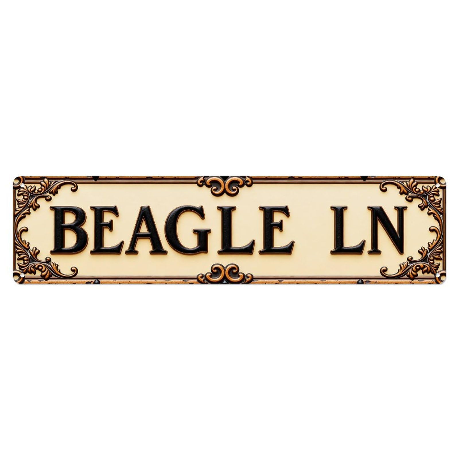 Beagle Ln Ornate Vintage Sign Metal Tin Sign Plaque