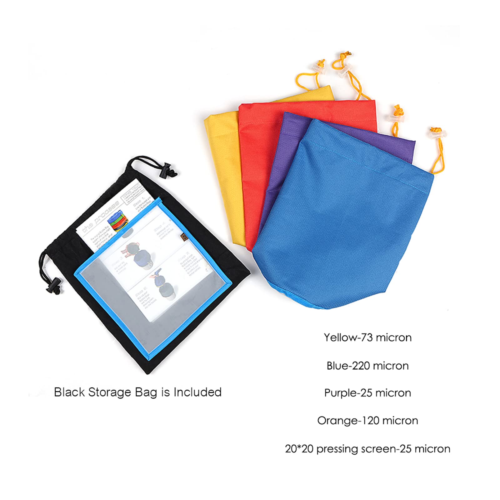 Kavolet 4 bolsas de malla de 1 galón, bolsa de burbujas, Ice o Lator Bag para extrar, bolsas de extracción, bolsas de cordonón, bolsas de extracción con pantalla de prensado y bolsa de transporte